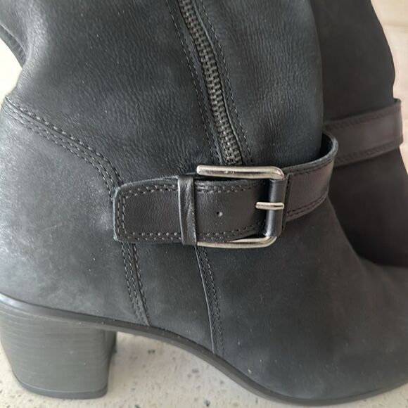 Ecco Women’s Black Leather Tall/Mid Calf Zip Close Regular/Wide Calf Boots Sz 39 - Picture 15 of 16